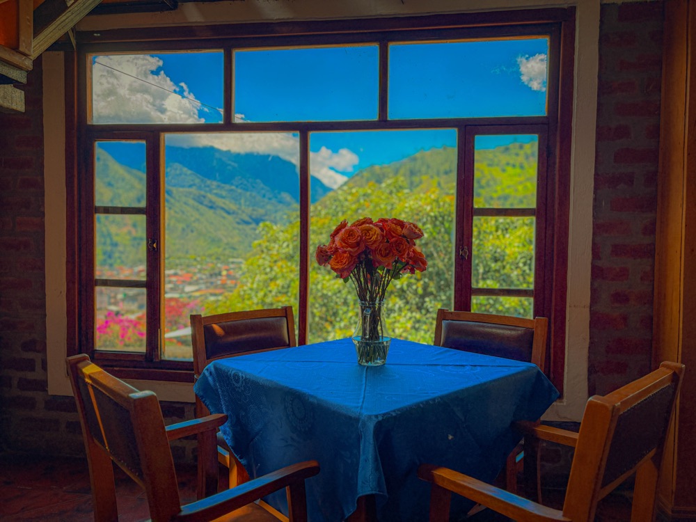 Mesa con rosas